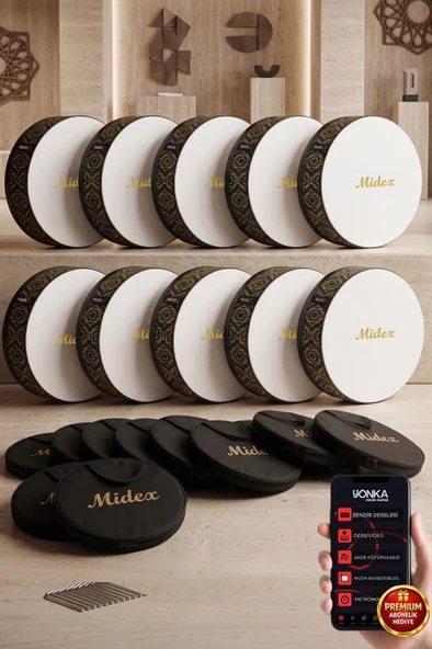 Midex BR-511X 10'lu Bendir Def Toptan Paket Akort Ayarlı EL Tutma Oyuklu Çantalı ürün görseli 1