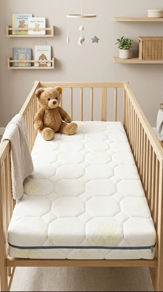 ARTEX 12Cm Aloe Süngerli Bebek Çocuk Beşik Yatağı 70x130 Yıkanabilir Kılıflı Park Yatak Oyun Parkı ürün görseli 1