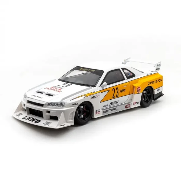 Hobbiez World Nissan Skyline GT-R R34 Liberty Walk Beyaz - 1901-411A  1:24 Model Araba ürün görseli 1