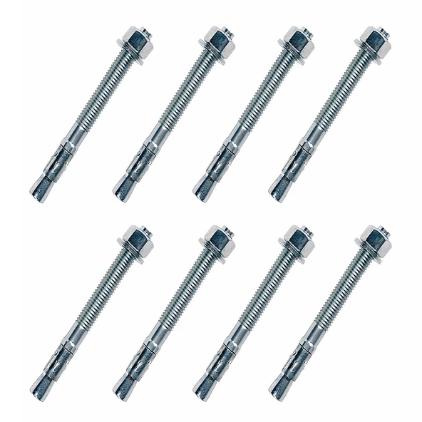 Klipsli Çelik Dübel M20x180 mm 8 Adet Set Beton Taş Tuğla Güçlü Sabitleme Profesyonel Montaj Dübeli ürün görseli 1