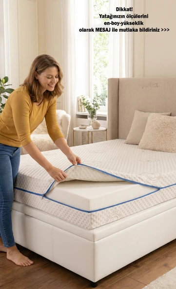 ARTEX Cotton Premium Fermuarlı Yatak Kılıfı 180x200 Koruyucusu %100 Pamuklu Kılıf Kapitone Tek Kişilik ürün görseli 1