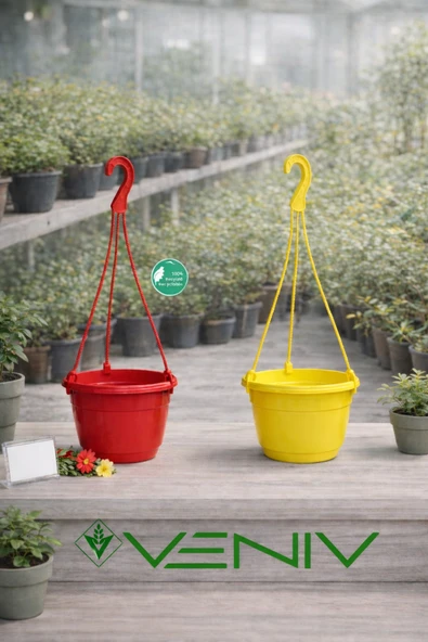 2 Adet Askılı Dekoratif Saksı 18 cm Çap Yükseklik 12 cm ürün görseli 1