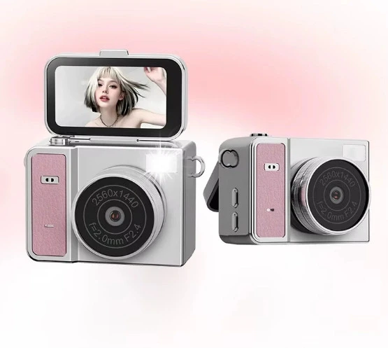 2K HD Ekranlı Mini Dijital Retro Video Kamera Flaşlı Dijital Vlog Mini Fotoğraf Makinesi Türkçe Menü ürün görseli 1