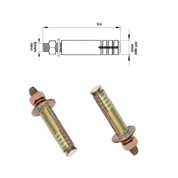 Borulu Çekmeli Metal Dübel - 5 Adet ürün görseli 1