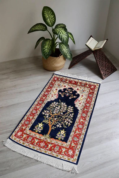 Dijital Baskı Kaymaz Tabanlı Yıkanabilir Püsküllü Seccade SCD0009 RENKLİ 70 X 110 ürün görseli 1