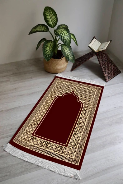 Dijital Baskı Kaymaz Tabanlı Yıkanabilir Püsküllü Seccade SCD0015 RENKLİ 70 X 110 ürün görseli 1