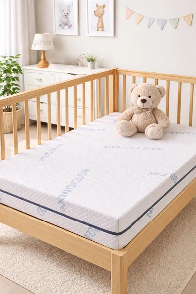 ARTEX 10Cm Süngerli Bebek Çocuk Beşik Yatağı Nano 60x120 Yıkanabilir Kılıflı Park Yatak Oyun Parkı ürün görseli 1