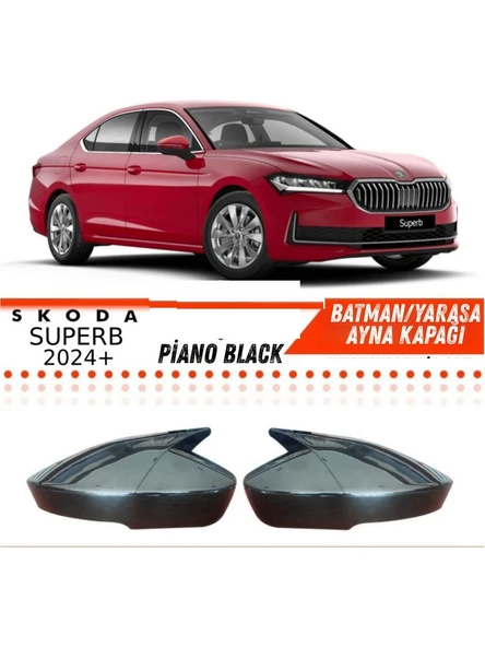 Skoda Superb B9 Sinyalli 2024 Sonrası Batman Ayna Kapağı Piano Black ürün görseli 1