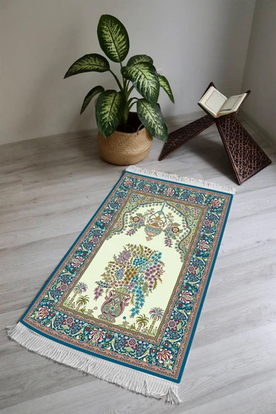 Dijital Baskı Kaymaz Tabanlı Yıkanabilir Püsküllü Seccade SCD0018 RENKLİ 70 X 110 ürün görseli 1