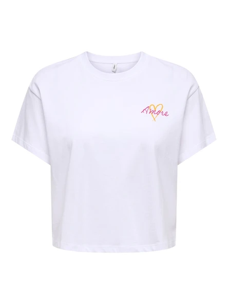 Only   ONLANNBEL S/S BOXY CROP TEE JRS Kadın Beyaz T-Shirt - 15348981 ürün görseli 1