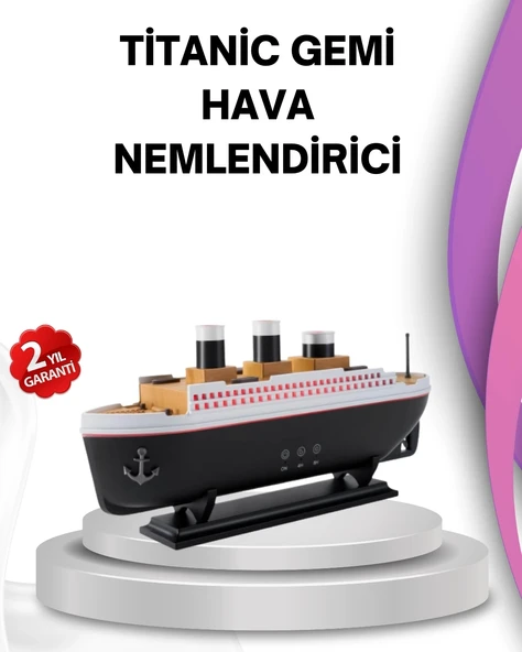 Ultra Sessiz Titanik Gemi LED Işıklı Aroma Difüzörü Oda Nemlendirici ürün görseli 1