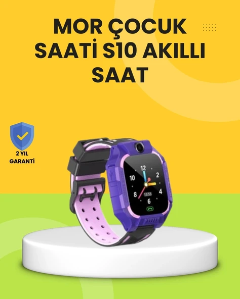 S10 Akıllı Çocuk Saati Mor Tasarım Adımsayar ve Alarm Fonksiyonlu ürün görseli 1