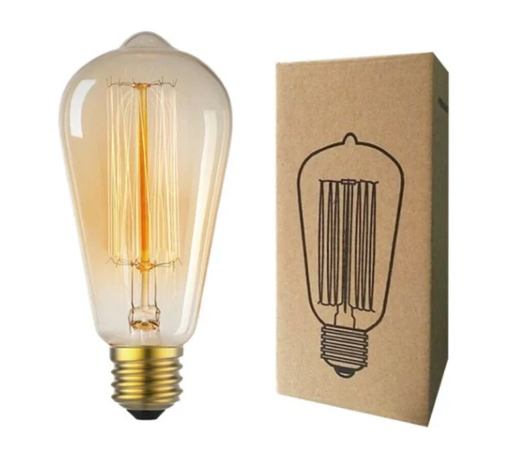 Edison Flemanlı ST64 Rustik 40W E27 Duy Dekoratif Armut Ampul - Resim 4