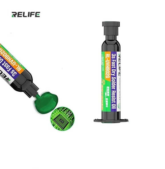 Relife Rl-Uvh902G 3s Hızlı Kuruyan Uv Flux Anakart / Bord Boyası 10cc - Yeşil ürün görseli 1