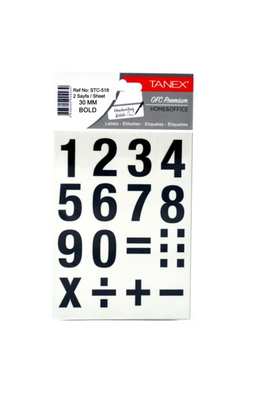 Tanex Rakam Etiketi 30 Mm Bold 2 Ad. Stc-518 ürün görseli 1