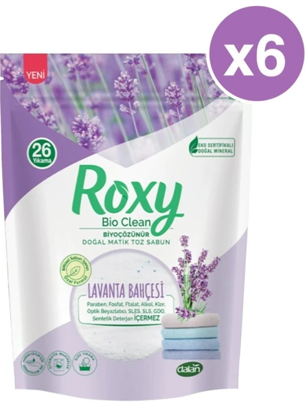 Dalan Roxy Bio Clean Lavanta Bahçesi Toz Sabun 800 gr (26 Yıkama) x 6 Adet ürün görseli 1