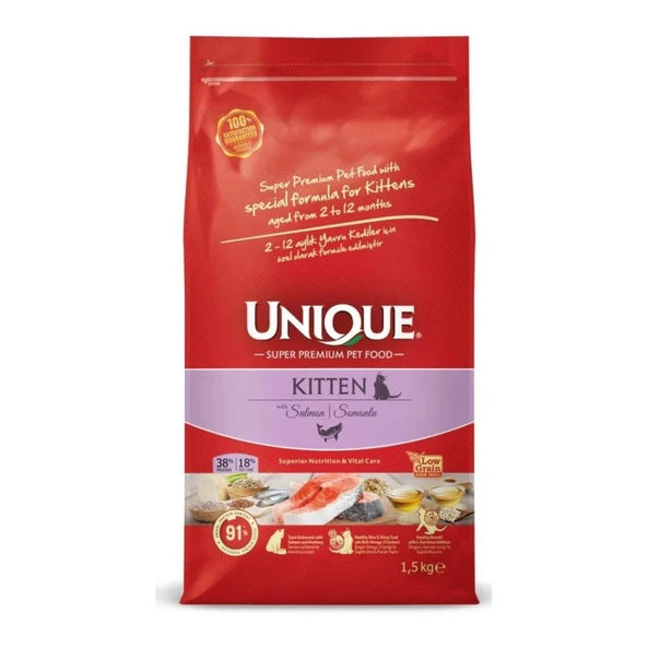 Unique Somonlu Düşük Tahıllı Yavru Kedi Maması 1,5 Kg ürün görseli 1