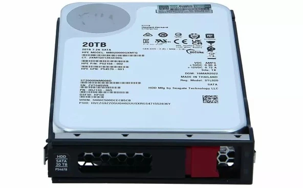 HPE 20TB 7.2K 12G SAS 3.5'' Sunucu Harddisk WUH722020BL5200 MB020000JXMVU P52305-001 P71960-511 0F38668 ürün görseli 1