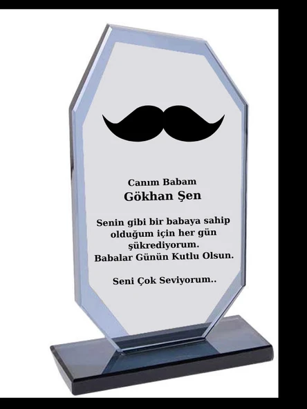 Babaya Plaket - Kişiye Özel Plaket - Cam Plaket - Babalar Günü Plaketi ürün görseli 1