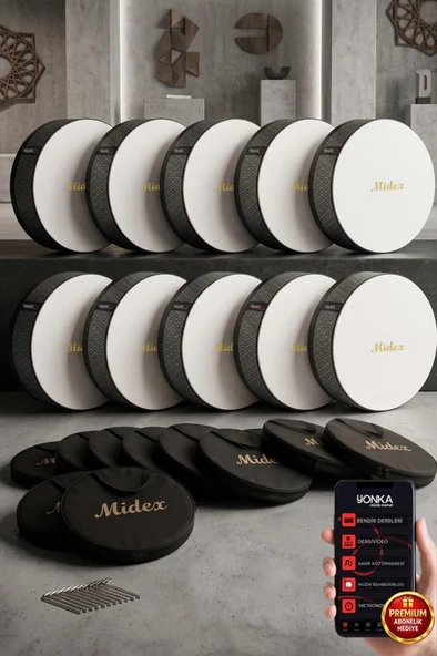 Midex BR-811X 10'lu Bendir Def Toptan Paket Akort Ayarlı EL Tutma Oyuklu Çantalı ürün görseli 1