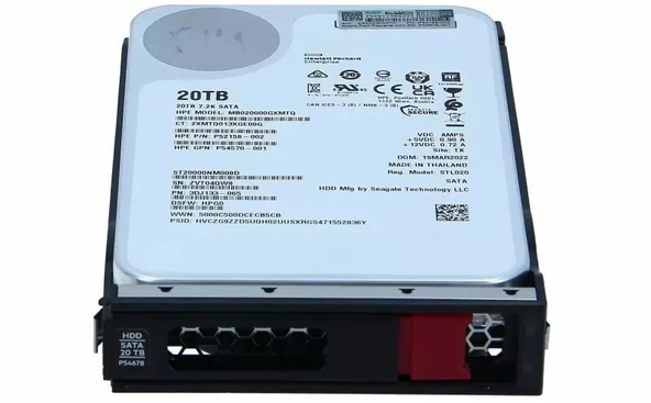 PTTAVM: HPE 20TB 7.2K 12G SAS 3.5'' Server Sunucu Harddisk