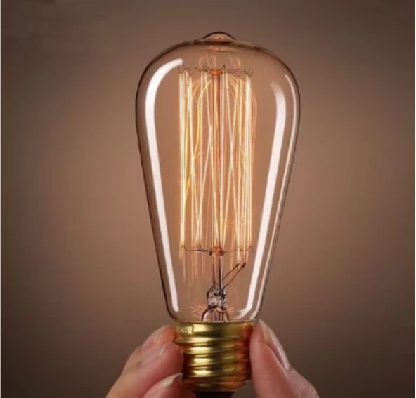 Edison Flemanlı ST64 Rustik 40W E27 Duy Dekoratif Armut Ampul - Resim 2