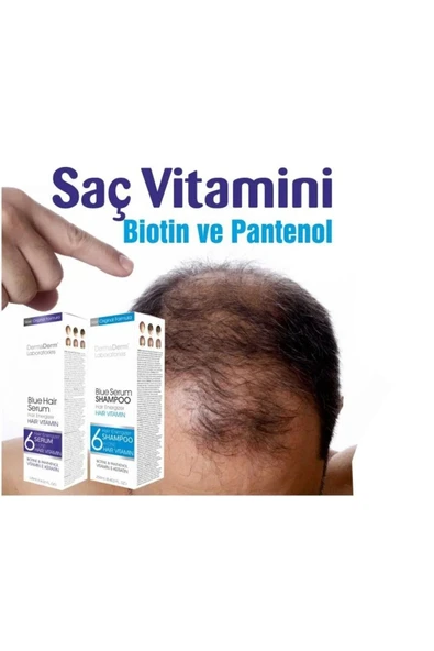 DermaDerm Mavi Saç Serumu 125 ml Ve Mavi Serum Şampuan 250 ml Vitamin, Biotin Ve Pantenol ürün görseli 1