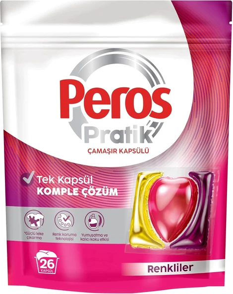 Peros Pratik Çamaşır Kapsülü 26 Yıkama Renkliler ürün görseli 1