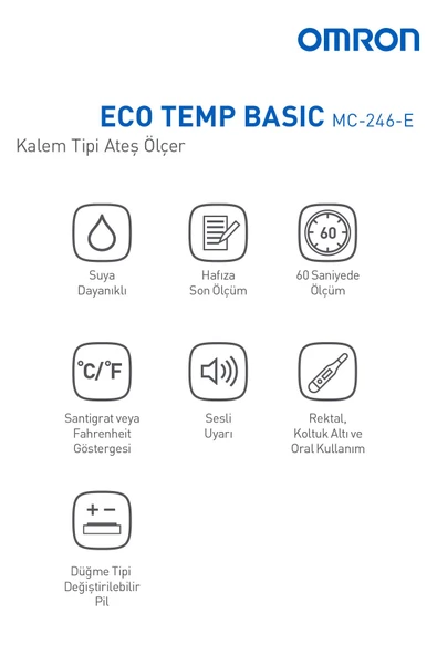 Omron Eco Temp Basic, Suya Dayanıklı Beden Tipi Ateş Ölçer - Resim 4