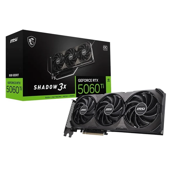 MSI VGA GEFORCE RTX 5060 TI 8G SHADOW 3X OC CLASSIC RTX5060TI 8GB GDDR7 128B DX12 PCIE 5.0 X16 (3XDP 1XHDMI) ürün görseli 1