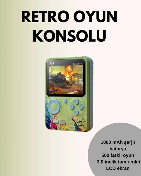 TV Bağlantılı 500 Oyunlu Mini Gameboy Konsol ürün görseli 1