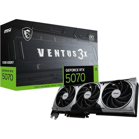 MSI VGA GEFORCE RTX 5070 12G VENTUS 3X OC RTX5070 12GB GDRR7 192B DX12 PCIE 5.0 X16 (3XDP 1XHDMI) ürün görseli 1