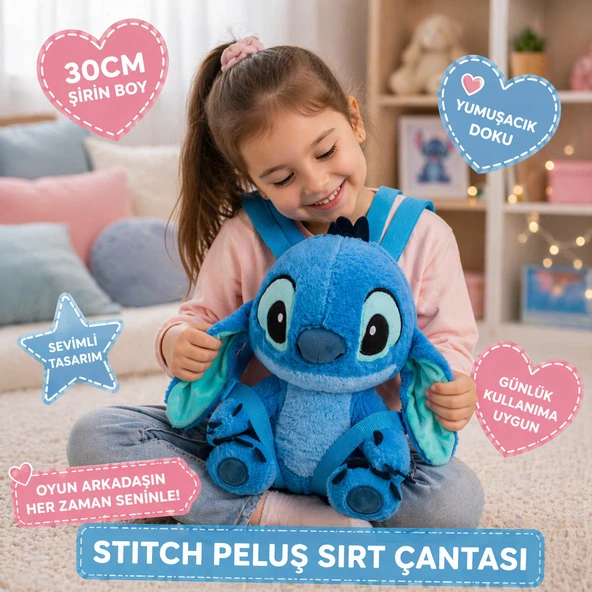 30 CM Stitch Peluş Sırt Çantası Yumuşacık Peluş Çanta Sevimli Tasarım Günlük ve Hediye ürün görseli 1
