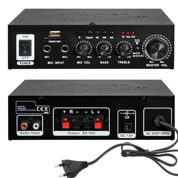Anfi 100 Watt Bt Pc Mic Usb Sd 12v 220v Notel NOT-306 ürün görseli 1