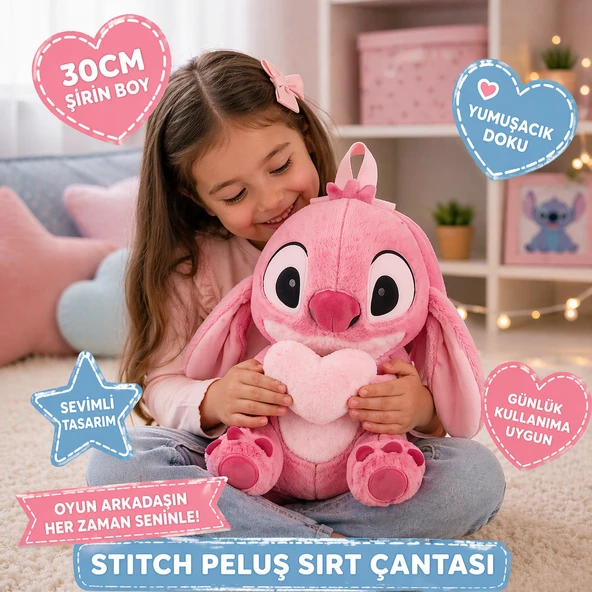 30 CM Stitch Peluş Sırt Çantası Yumuşacık Peluş Çanta Sevimli Tasarım Günlük ve Hediye ürün görseli 1