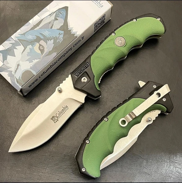 Knivox Columbia Company 4007A Yeşil Beyaz Kamp Çakısı ürün görseli 1