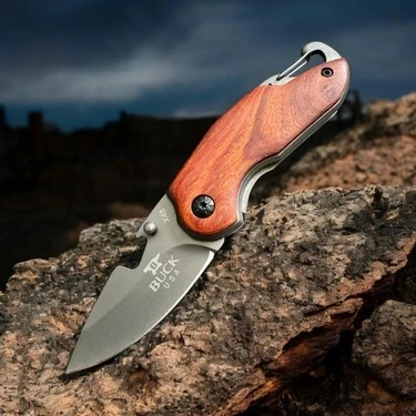 Knivox Browning Tombul 8-11 Ahşap Kabze Manuel Kamp Çakısı ürün görseli 1