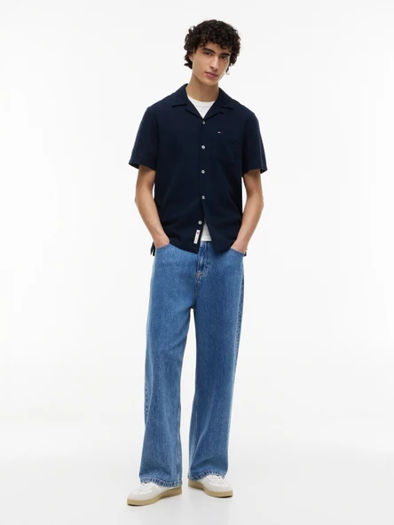 Tommy Hilfiger   TJM REG LINEN BLEND CAMP SS EXT Erkek Mavi KK Gömlek - DM0DM23058 ürün görseli 1