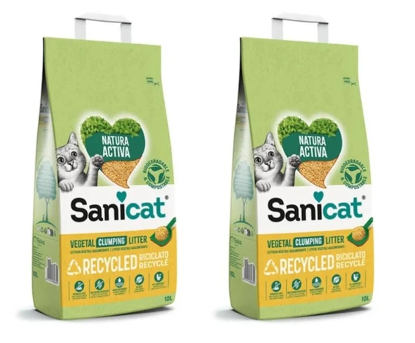 Sanicat Natura Activa Topaklanan Kokusuz Kedi Kumu 10 Lt. X 2 Paket ürün görseli 1