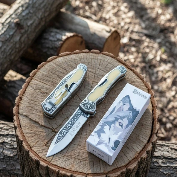 Knivox Columbia Company A3154-C Kemik Gravürlü Kamp Çakısı ürün görseli 1