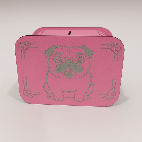 Köpek Kumbara - Ağaç işleme -Ceviz Ağacı-Pembe ürün görseli 1