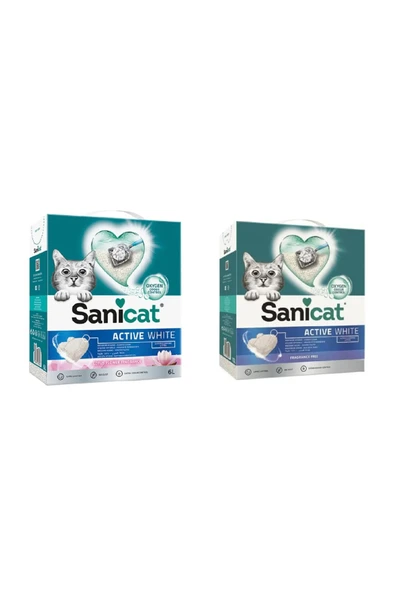 Sanicat Active White Kokusuz + Lotus Flower Karma Topkalanan Kedi Kumu 6 Lt. X 2 Adet ürün görseli 1