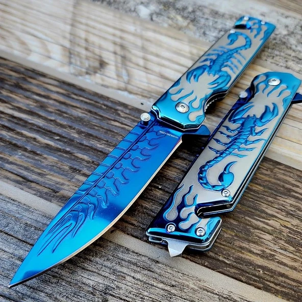 Knivox Sibirya Company S2706-X Mavi Akrep İşlemeli Kurtarma Kamp Çakısı ürün görseli 1