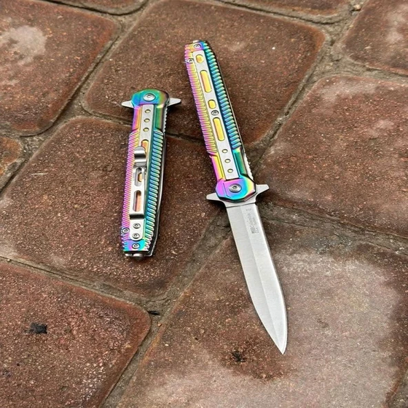 Knivox M390 Gökkuşağı Metal Beyfendi Kamp Çakısı ürün görseli 1