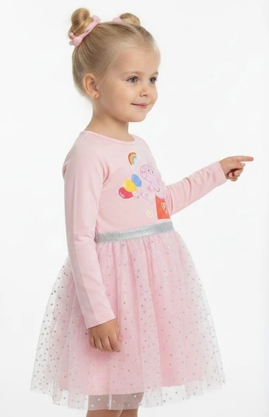 Peppa Pig Tüllü Kız Çocuk Elbise - Resim 3