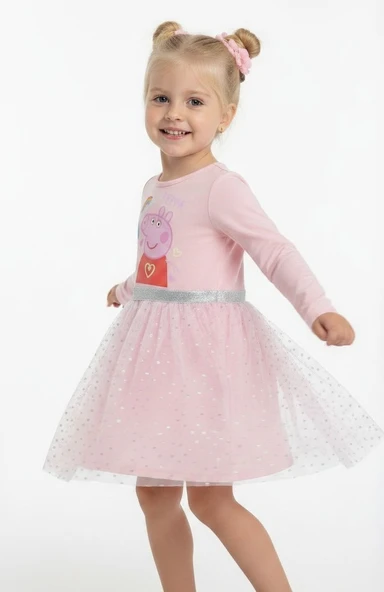 Peppa Pig Tüllü Kız Çocuk Elbise - Resim 4