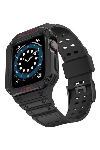 Newface Apple Watch 42mm KR401 Silikon Kordon - Siyah ürün görseli 1