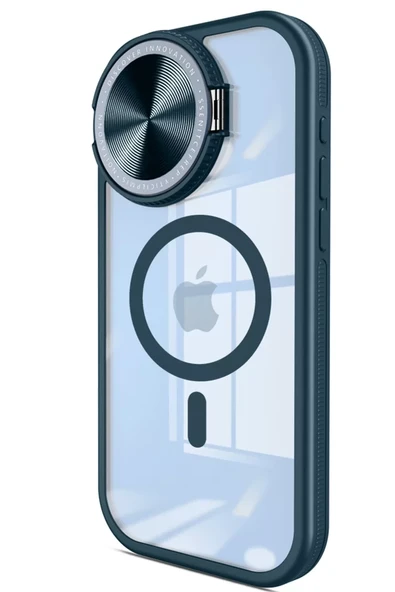 Newface Apple iPhone 15 Pro Max Kılıf Teleskop Lens Magsafe Silikon Kapak - Lacivert ürün görseli 1
