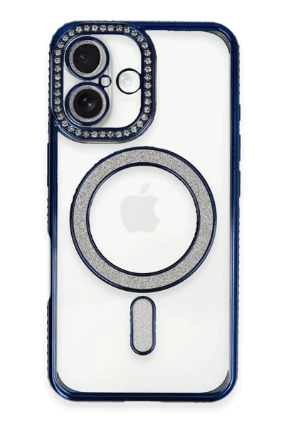 Newface Apple iPhone 16 Kılıf Joke Simli Magneticsafe Kılıf - Lacivert ürün görseli 1