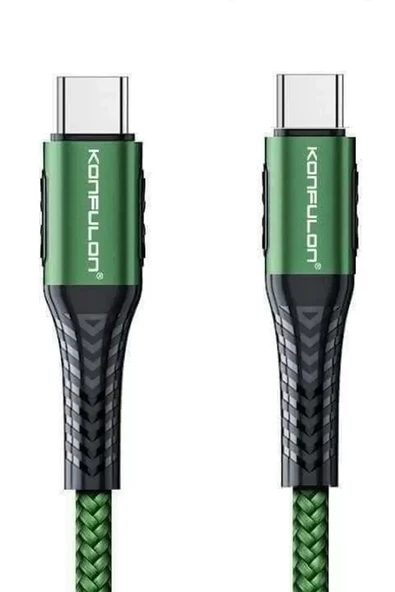 Konfulon DC43 Type-C to Type-C 1M Örgü 60W Hızlı Şarj Kablo - Yeşil ürün görseli 1